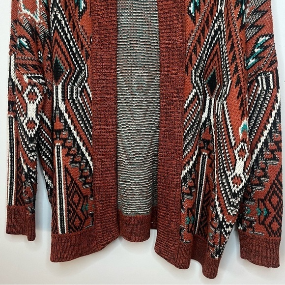 Ecoté Urban Outfitters Relaxed Fit Rust Aztec Hooded Cardigan Sweater Size Small - Picture 5 of 16